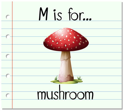 Flashcard letter M is for mushroom