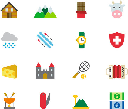 SWITZERLAND colored flat icons
