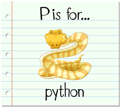 Flashcard letter P is for python