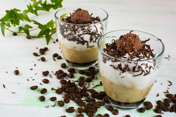 Chocolate dessert in glasses