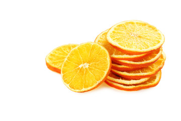 Dried orange slices isolated on a white