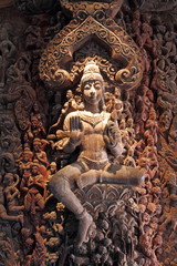 Fototapeta premium Wooden sculpture of the goddess