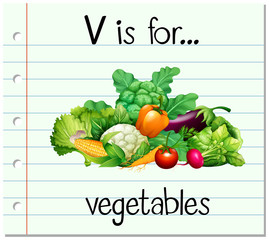Flashcard letter V is for vegetables