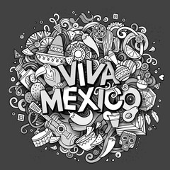 Viva Mexico sketchy outline festive background