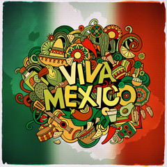 Viva Mexico sketchy outline festive background