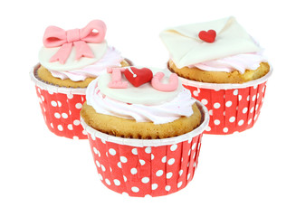 Love cupcake isolate on white.