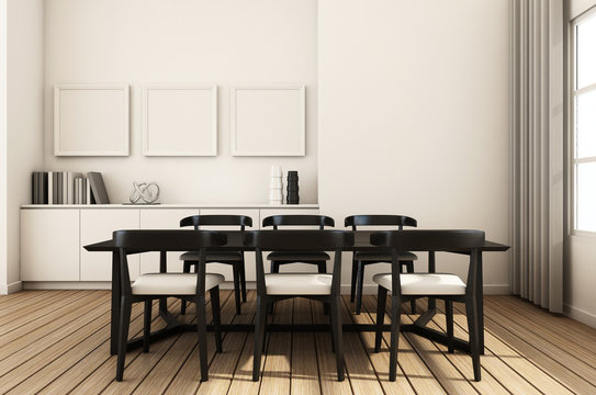 Simple of working and dining set modern - 3D render