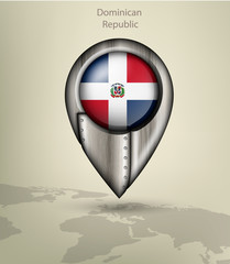 Naklejka premium map marker steel with glare and shadows dominican republic