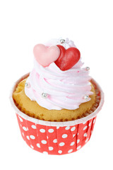 Love cupcake isolate on white.