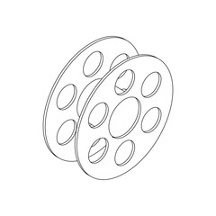 Film reel icon, isometric 3d style