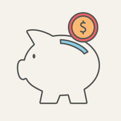 Piggy Bank Flat Web Icon
