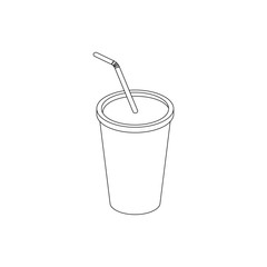 A soft drink in paper cup with lid and straw icon