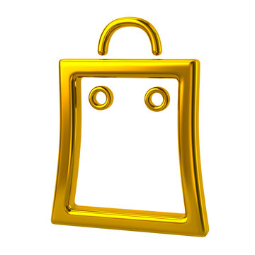 3d illustration of golden shopping bag icon