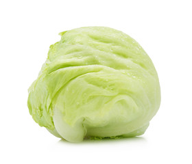Green Iceberg lettuce on white background.