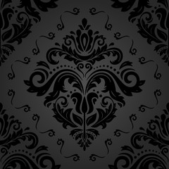 Oriental vector classic pattern. Seamless abstract pattern with repeating elements. Dark pattern. Black asian pattern. Vintage fine pattern