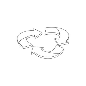 Circular Arrows Icon, Isometric 3d Style