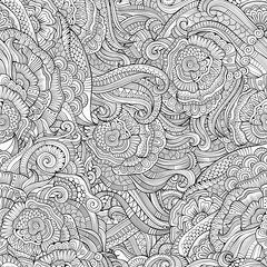 Abstract vector decorative hand drawn nature floral eamless pattern