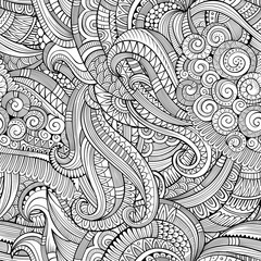 Abstract vector decorative hand drawn nature floral seamless pattern