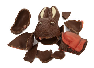 broken chocolate bunny