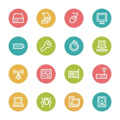 Computer components web icons set
