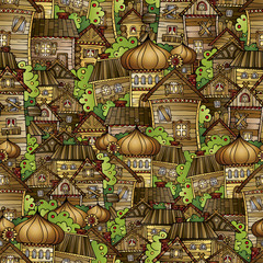 Cartoon fairy tale drawing village