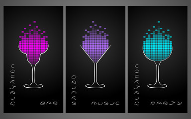Collection of cocktail party poster, flyer, invitation or banner