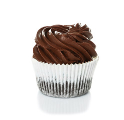 Chocolate cupcake, isolated on white