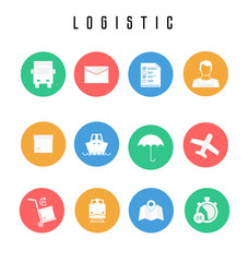 Set of logistic and shipping icons in flat style