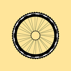 vector silhouette of a bicycle wheel with tyre and spokes