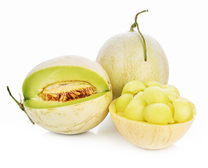 Cantaloupe melon fresh on white background