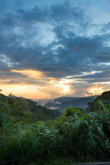 Storm clouds in golden hour