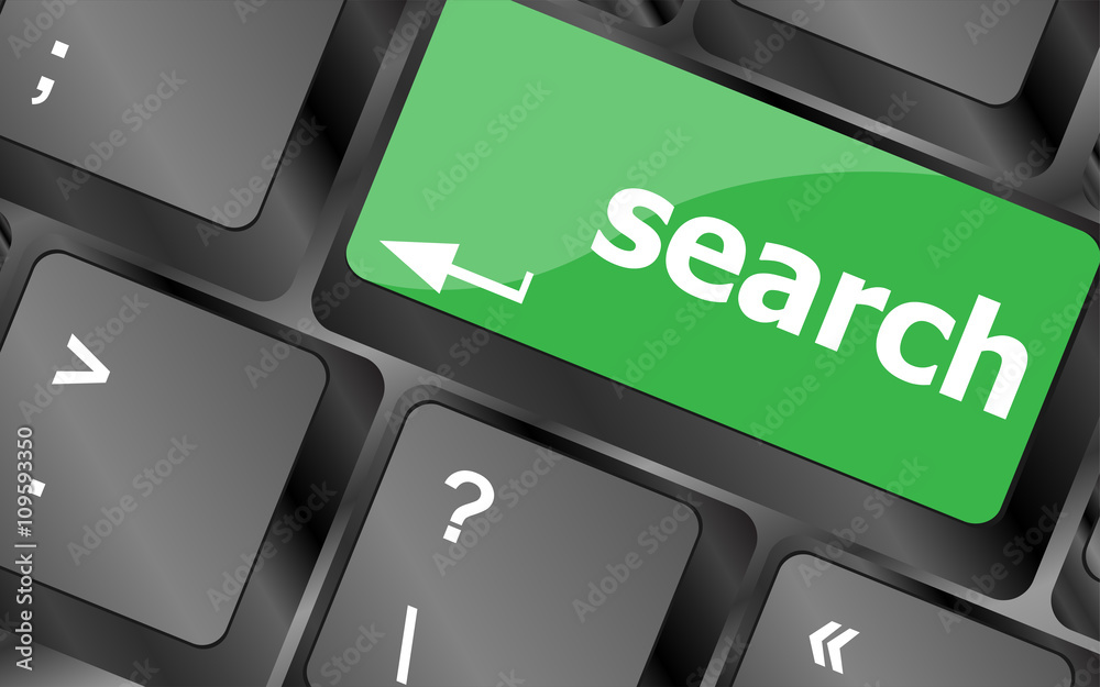 Poster computer keyboard key with search button. keyboard keys icon button vector