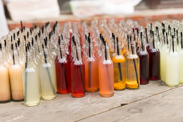 Table of Gourmet Soda Pop in Variety of Flavors