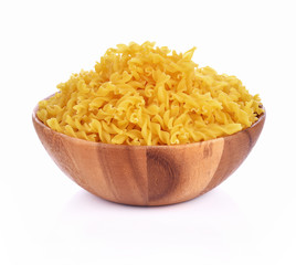 Spiral Pasta in bowl on white background