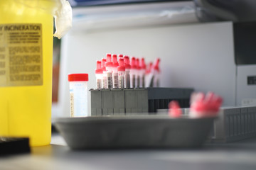 A set of disposable collection tubes for laboratory analyzes.