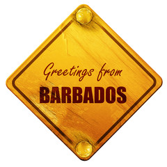 Greetings from barbados, 3D rendering, isolated grunge yellow ro