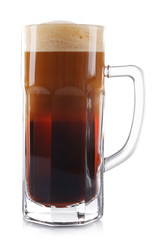 Glass of dark beer, isolated on white