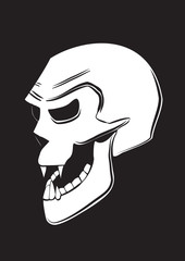 Skull with an evil look and black background