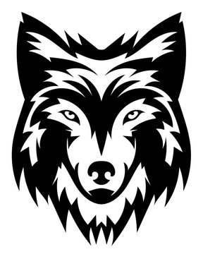 Vector wolf's head as a design element on isolated background