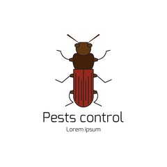 
Pests control. Domestic insect pests. Thin line symbols of bug. Geometrical design element isolated on white background. Logotype by bug