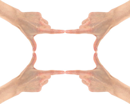 Rectangular frame of four hands