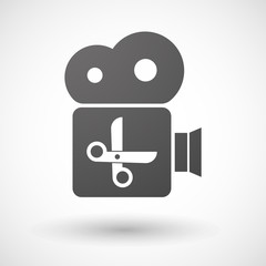 Fototapeta premium Isolated cinema camera icon with a scissors