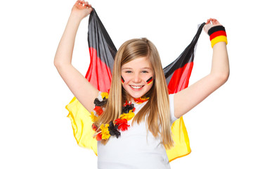 girl cheers for the german soccer team