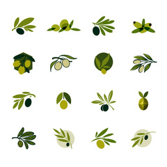 Olive branch. Set of vector logo design templates and icons