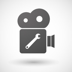 Isolated cinema camera icon with a spanner