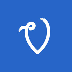 V letter logo formed by shoe lace.