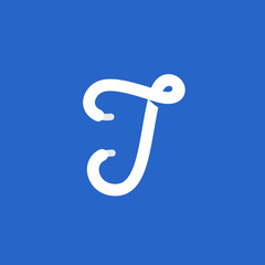 I letter logo formed by shoe lace.