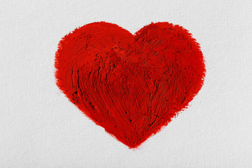 Fototapeta na wymiar Red heart painted on light background