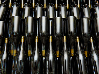 Wine bottles in factory