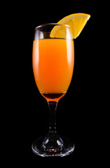 Mimosa cocktail with a slice of orange